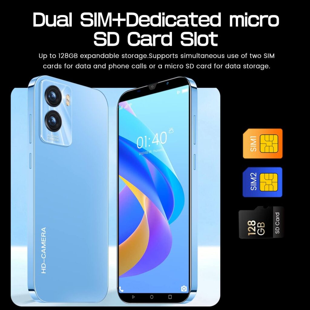 2SimOk Cheap Mobile Phones, 5.0 inch IPS Display, Android OS, 4GB (up to 128GB), Dual Camera, Dual SIM 3G Smarphones (R35-Blue)