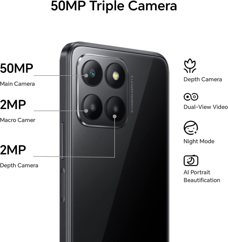 HONOR 70 Lite, Smartphone 5G, 4GB+128GB, 6,5” 90Hz FullView Display, 5000 mAh, Android 12, Dual SIM, Midnight Black
