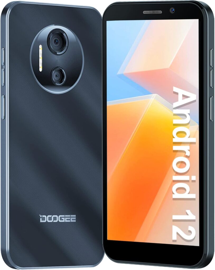 Mobile Phones SIM Free Unlocked, DOOGEE X97 Android 12 4G Smartphone, 6.0 HD+ Display, 4200mAh Battery, Triple Card Slots, 3GB RAM 16GB ROM, 256GB Extension, Dual SIM, GPS, Face ID, UK Version-Black