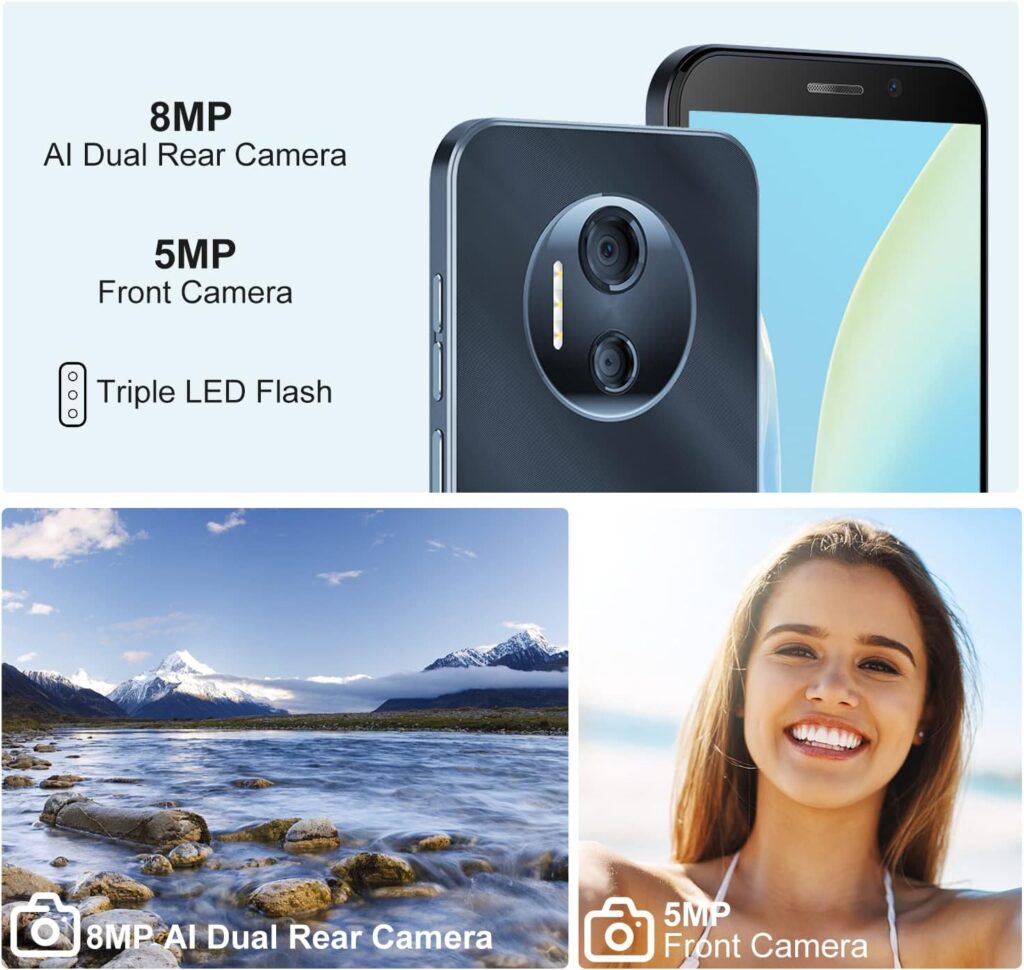 Mobile Phones SIM Free Unlocked, DOOGEE X97 Android 12 4G Smartphone, 6.0 HD+ Display, 4200mAh Battery, Triple Card Slots, 3GB RAM 16GB ROM, 256GB Extension, Dual SIM, GPS, Face ID, UK Version-Black
