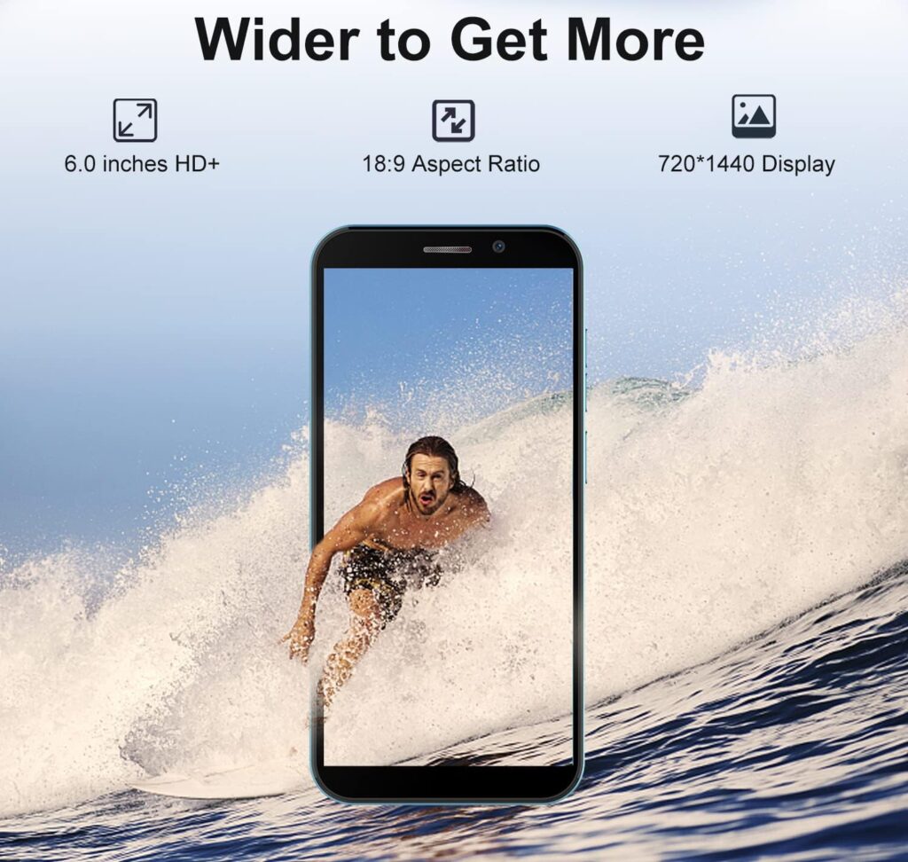 Mobile Phones SIM Free Unlocked, DOOGEE X97 Android 12 4G Smartphone, 6.0 HD+ Display, 4200mAh Battery, Triple Card Slots, 3GB RAM 16GB ROM, 256GB Extension, Dual SIM, GPS, Face ID, UK Version-Black