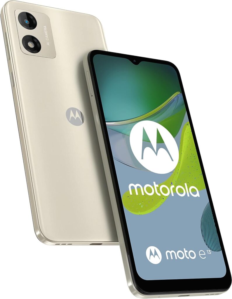Motorolo moto (e13, 6.5 Inch HD+ display, AI-powered Camera System, Dolby Atmos, 5000 mAh Battery, 2/64 GB, Dual SIM), Creamy White