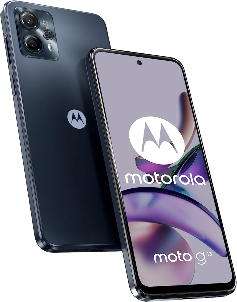 Motorolo moto (g13 6.5 Inch 90 Hz HD+ Display, 50 MP Quad Pixel Camera, Dolby Atmos Stereo Speakers, 5000 mAh Battery, TurboPower Charging, 4/128 GB, Dual SIM), Matte Charcoal