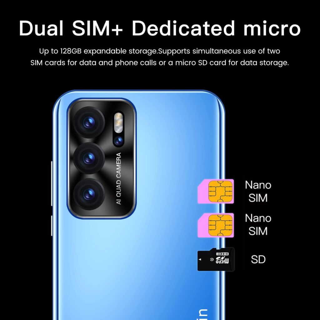 QrZrQ Cheap Mobile Phones, 4.7 Cute Android Smartphone, Dual SIM Dual Camera, Support WIFI,GPS,Bluetooth, Basic Cellphone (11S-Blue)