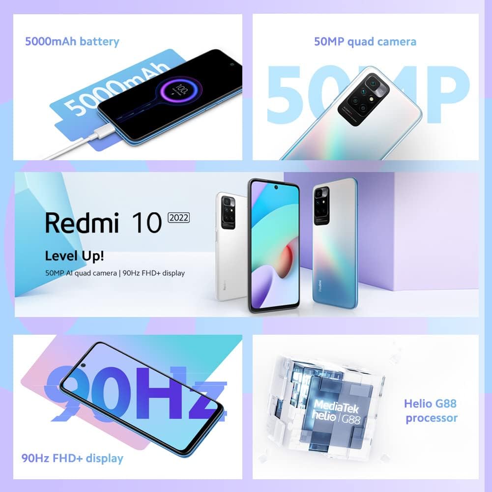 Xiaomi Redmi 10 (2022) - Smartphone 64GB, 4GB RAM, Dual Sim, Sea Blue