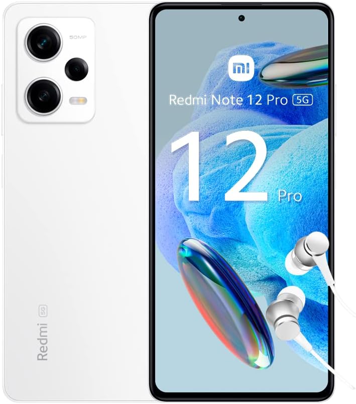 Xiaomi Redmi Note 12 Pro 5G Smartphone, 6+128GB, 6.67 Inch FHD+ Flow AMOLED DotDisplay, 5,000 mAh, 50MP Camera, 67W Turbo Charging, Dual SIM, Polar White (UK Version 2 Year Warranty)