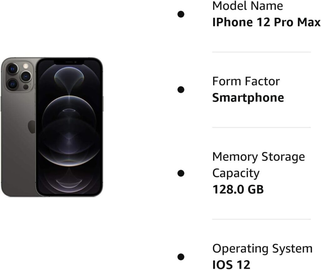 Apple iPhone 12 Pro Max, 128GB, Graphite - Unlocked (Renewed Premium)