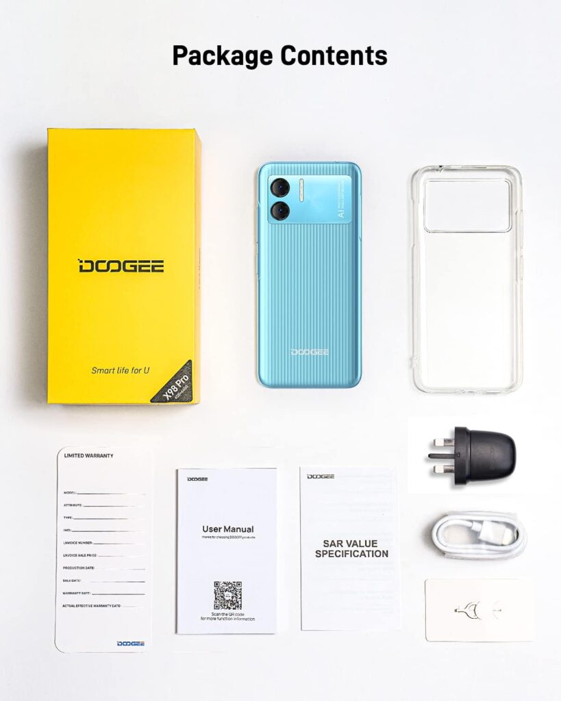 DOOGEE X98 Pro Mobile Phones SIM Free Unlocked, Android 12 Smartphone, 9GB+64GB/1TB Extension, Octa-Core, 6.52 HD+ Display, 4G Dual SIM Phones, 4200mAh, 12MP+8MP, GPS/OTG/Face ID, UK Version - Blue