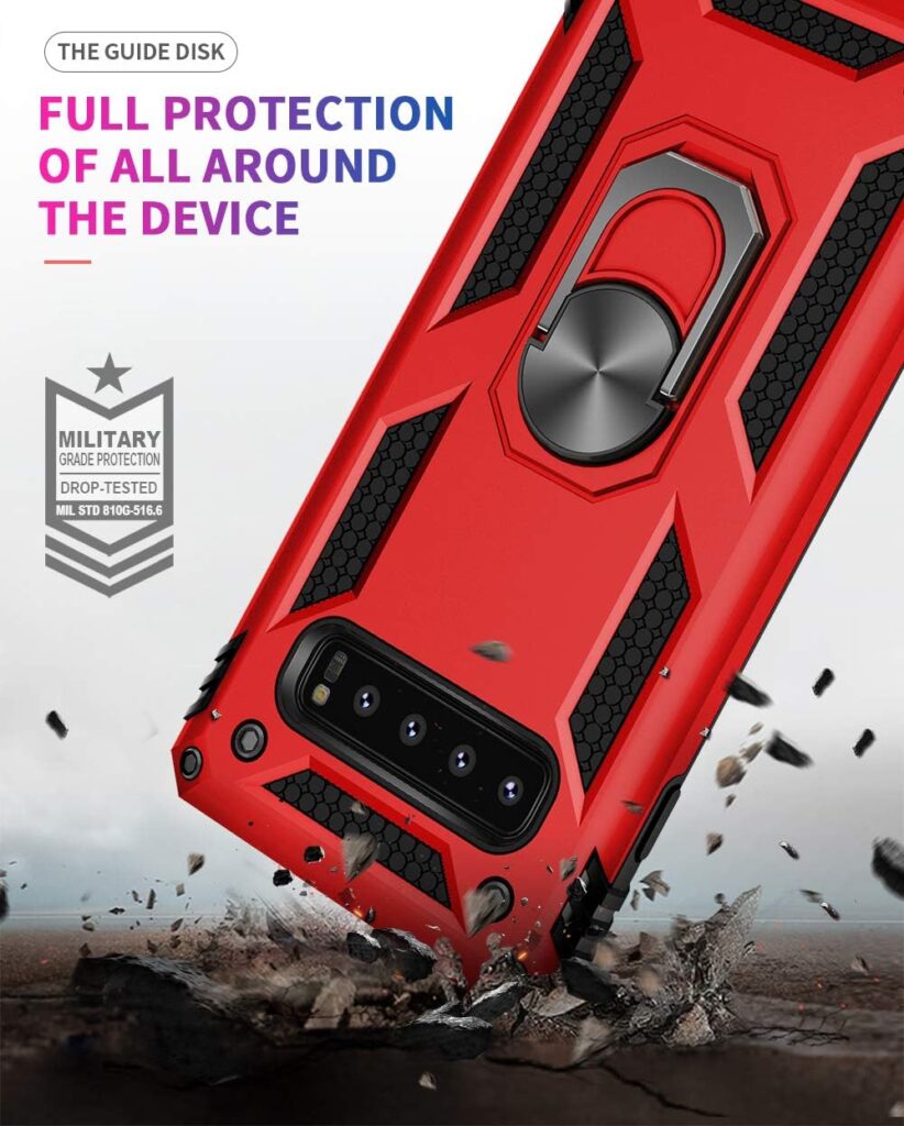 Military Grade Drop Impact for Samsung Galaxy S10 Plus Case 360 Metal Rotating Ring Kickstand Holder Built-in Magnetic Car Mount Armor Shockproof Cover for Samsung Galaxy S10+ Protection Case (Black)