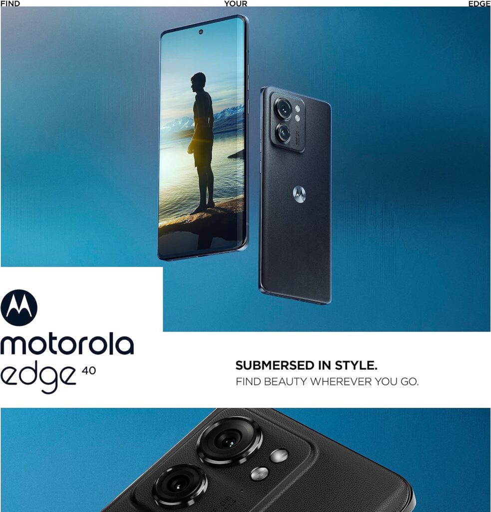 Motorola Edge 40 (Borderless 6.55 pOLED 144 Hz display, 50MP camera, 68W TurboPower charging, Dolby Atmos® audio, Android 13, 8/128 or 8/256GB, MediaTek Dimensity 8020, dual SIM), Jet Black