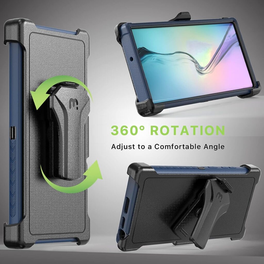 MYBAT PRO Shockproof Maverick Series Case for Samsung Galaxy S22 Ultra 6.8 with Belt Clip Holster, Heavy Duty Military Grade Drop Protective Case with 360° Rotating Stand (No Screen Protector), Blue