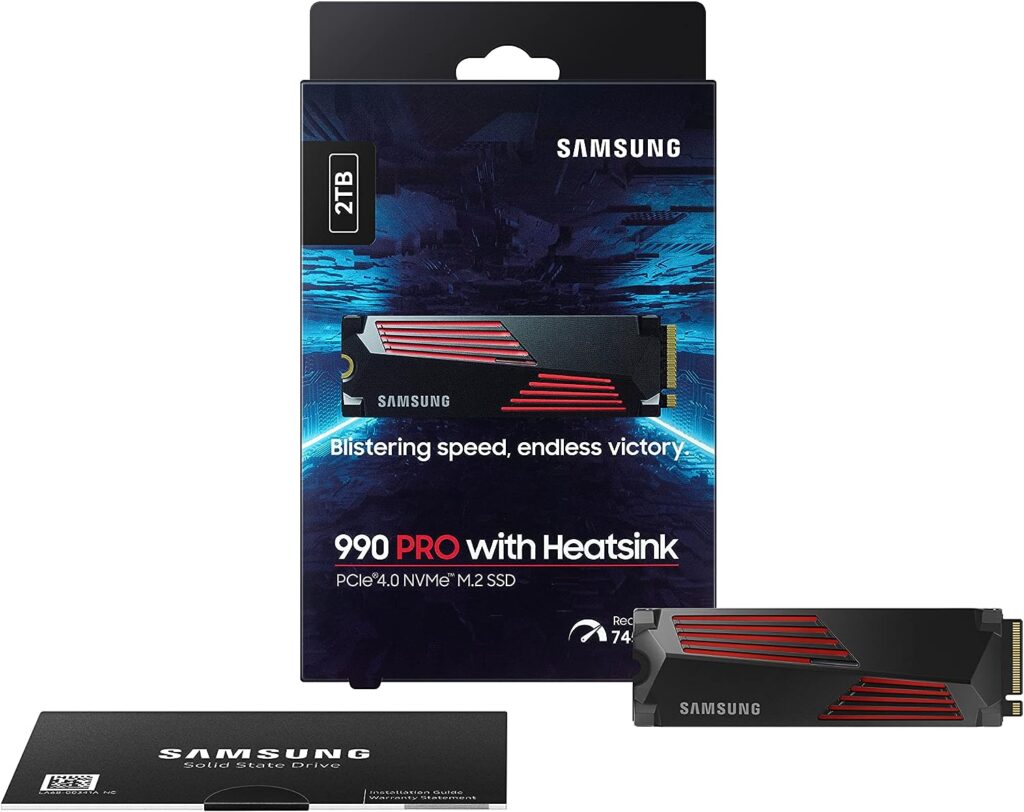 SAMSUNG 990 PRO w/ Heatsink SSD 2TB PCIe 4.0 M.2 Internal Solid State Hard Drive, Fastest Speed for Gaming, Heat Control, Direct Storage and Memory Expansion, Compatible w/ Playstation5, MZ-V9P2T0CW