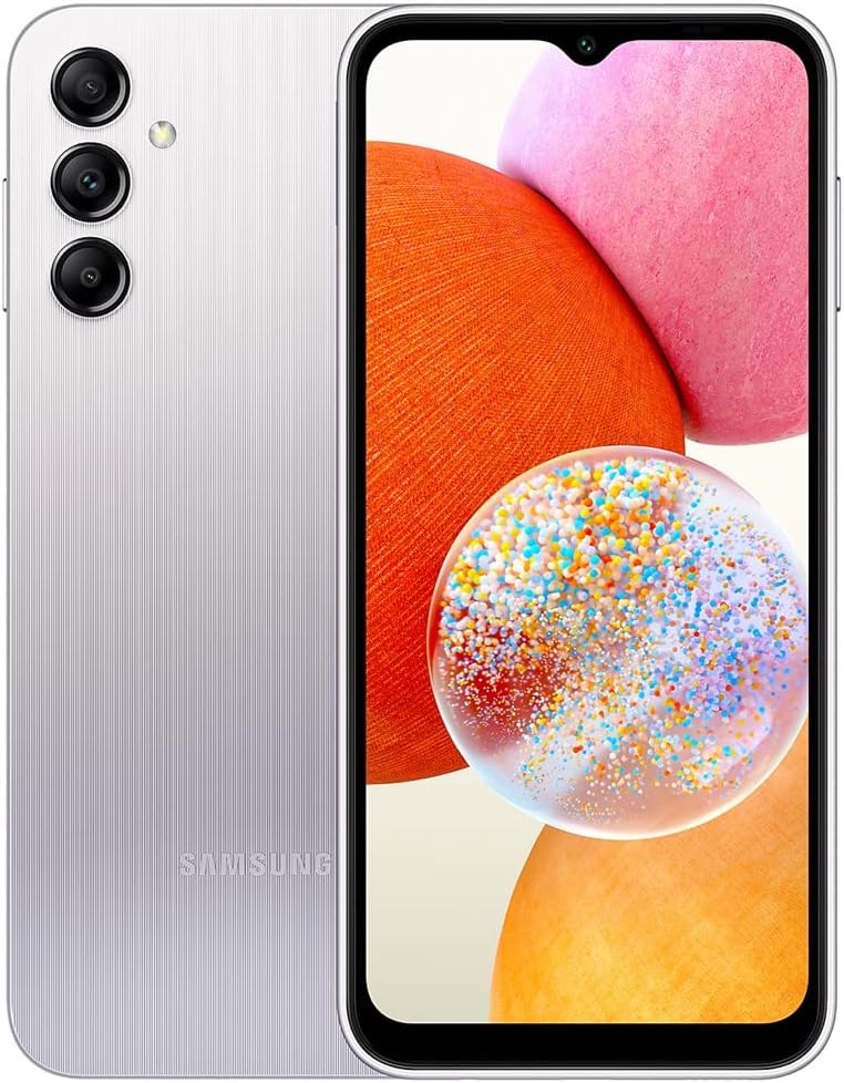 SAMSUNG Galaxy A14 4G LTE (128GB + 4GB) Unlocked Worldwide (Only T-Mobile/Mint/Metro USA Market) 6.6 50MP Triple Camera + (15W Wall Charger) (Silver (SM-A145M/DS))