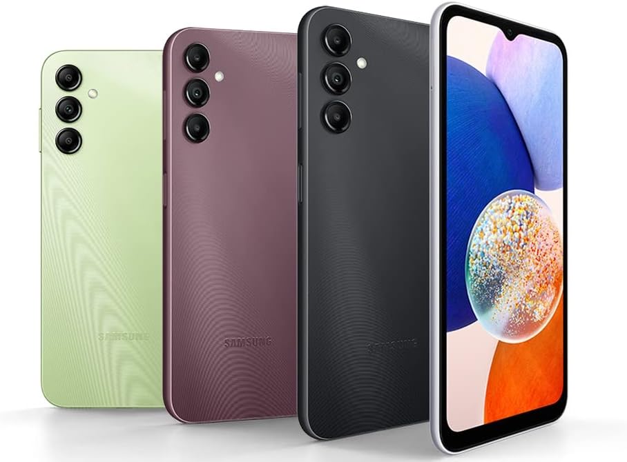 SAMSUNG Galaxy A14 5G + 4G LTE (128GB + 4GB) Unlocked Worldwide (Only T-Mobile/Mint/Tello USA Market) 1 Year Warranty Latin America 6.6 50MP Triple Camera + (15W Wall Charger) (Green)