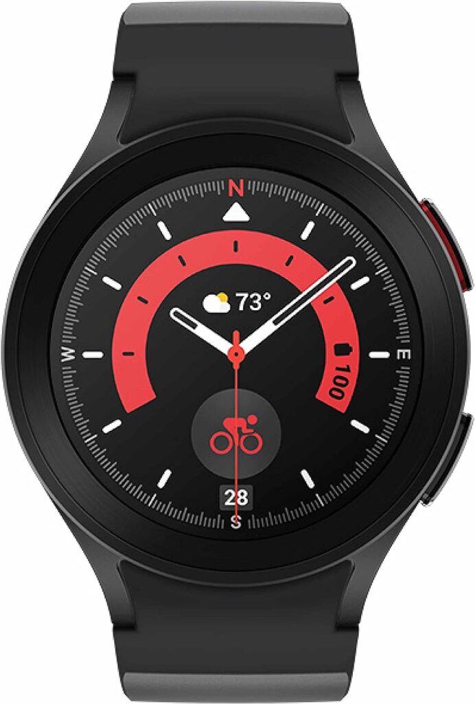 SAMSUNG Galaxy Watch5 Pro Bespoke Edition 45mm Bluetooth Smartwatch, Body, Health, Fitness, Sleep Tracker, Sapphire Crystal Glass, Titanium Frame, US Version, Black Rugged Sport Band, Black