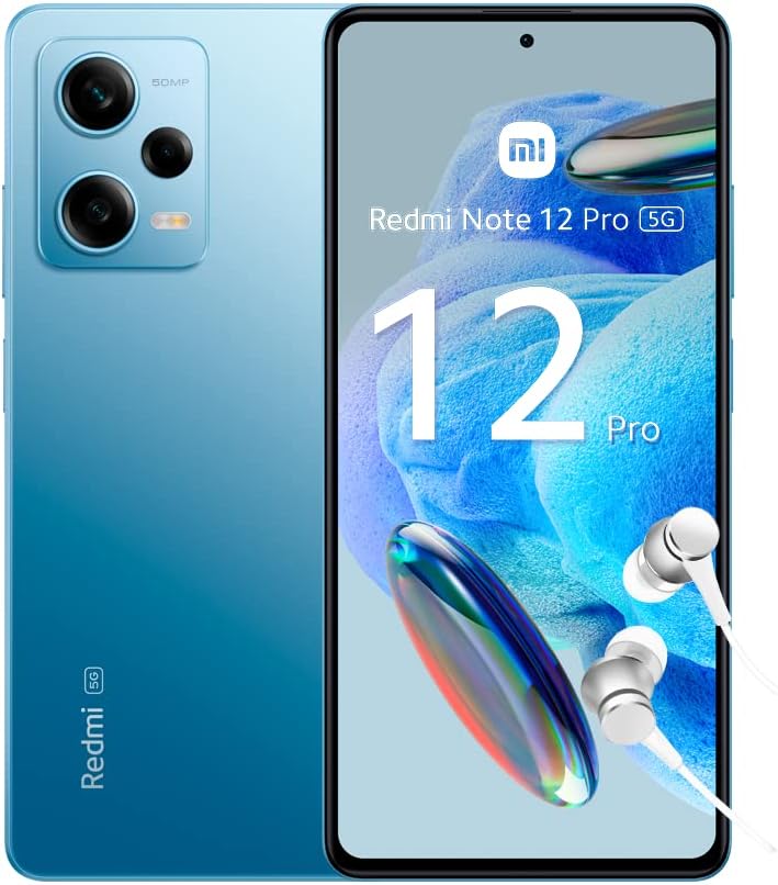 Xiaomi Redmi Note 12 Pro 5G Smartphone, 6+128GB, 6.67 Inch FHD+ Flow AMOLED DotDisplay, 5,000 mAh, 50MP Camera, 67W Turbo Charging, Dual SIM, Sky Blue (UK Version 2 Year Warranty)